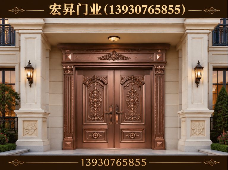 泊头市别墅入户铜门展示图
